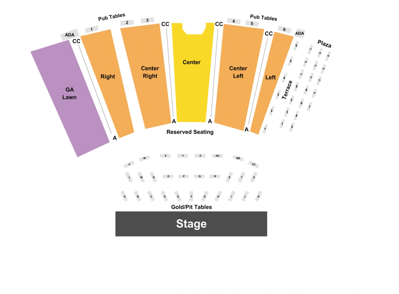 frederick brown jr amphitheatre seating chart